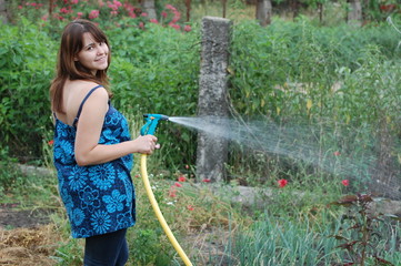 Watering garden