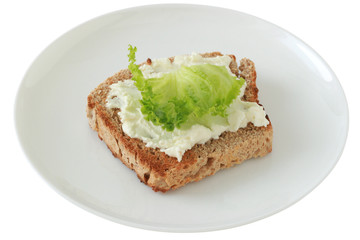 toast with lettuce and cream cheese
