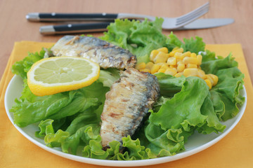 salad with sardines