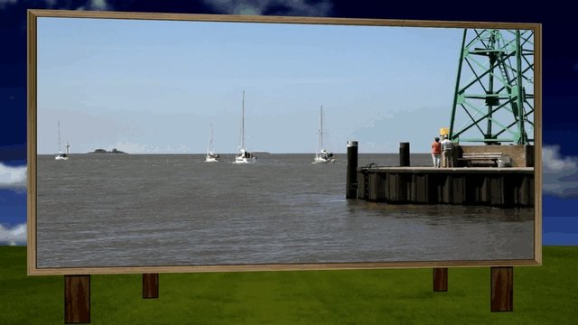 Werbefl&auml;che fmit Segelschiffen