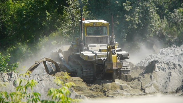 Big bulldozer at the building site