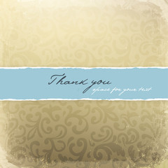 Retro golden decorative card with "thank you" sample text.
