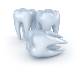Teeth on white background. 3D image.