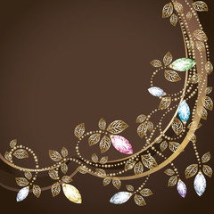 Diamond and gold decoration. Postcard. Vector.