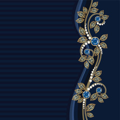 Diamond and gold decoration. Postcard. Vector.
