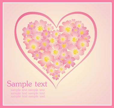 Beautiful greeting card with floral heart shape