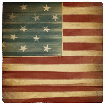 Vintage square shaped old american patriotic background. Isolate