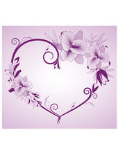 Flowers and heart on background