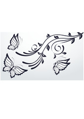 Flowers with butterfly on the white background