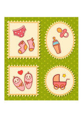 Vector beautiful background with baby icons