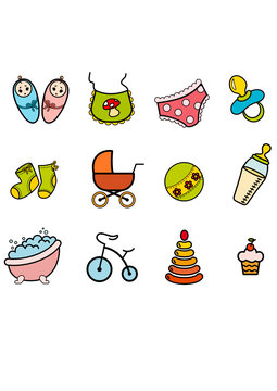 Vector beautiful baby icons