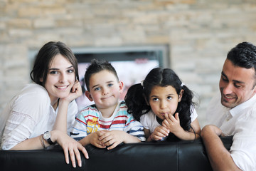 young family at home