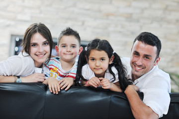 young family at home