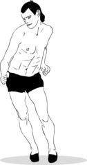 black and white dancing guy in shorts