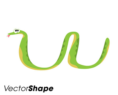 Funny cartoon green snake