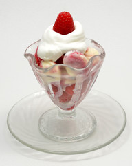 Raspberry Swirl Ice Cream on White Background