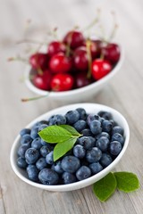 Blueberries and cherries