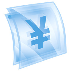 Yen icon blue, isolated on white background