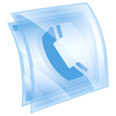 phone icon blue, isolated on white background.