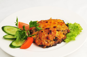 The baked meat with vegetables