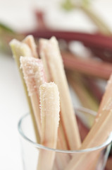 Rhubarb sticks with sugar