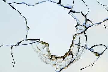 Hole glass broken  sky