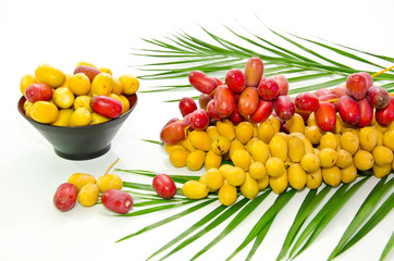 Fresh date fruit on white background