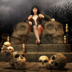 Gothic Lady auf einem Thron