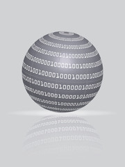 binary globe with reflection vector illustration