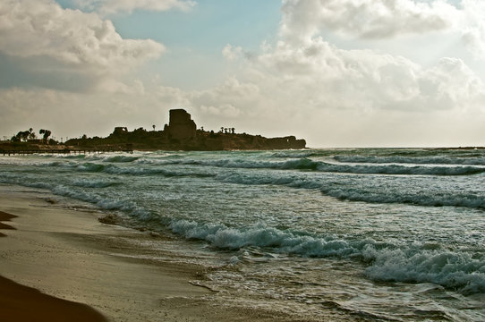 Crusader castle Atlit.