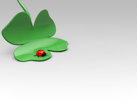 3D four-leaf with ladybird