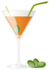orange cocktail with olives