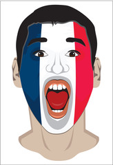 Sports fan face with france flag