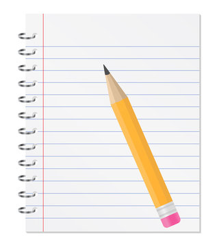 Paper notebook with orange pencil