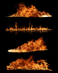 High resolution fire collection on black background