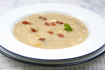home made potato soup with some herbs