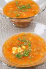 vegetarian vegetable soup with corn and carrots