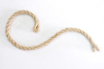 Piece of a wattled rope on a white background