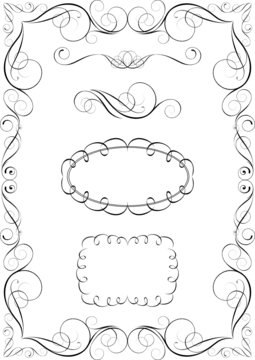 Set of caligraphic elements and frame
