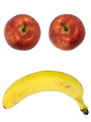 Unhappy Fruit Face - Apple,Banana