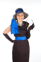 Portrait of a beautiful girl in a summer hat.