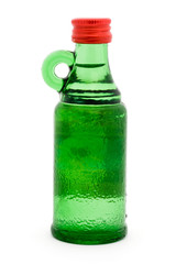 Green bottle with handle over white