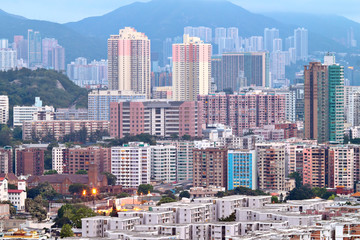 Fototapeta na wymiar Hong Kong crowded buildings city