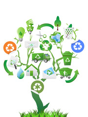 green tree with eco icons