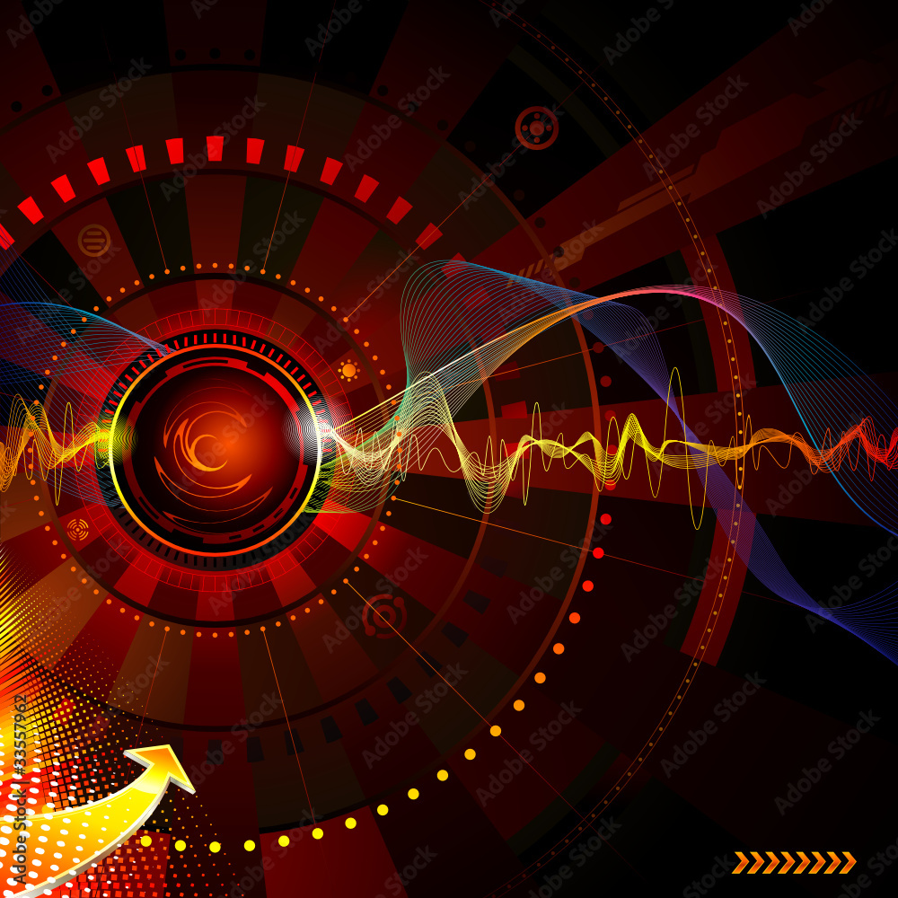 Aufkleber abstract technology background in dark red.