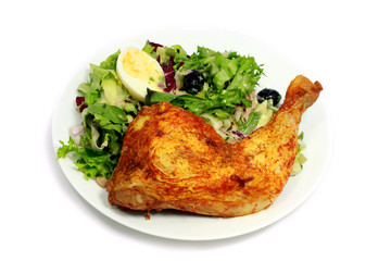 fried chicken with salad