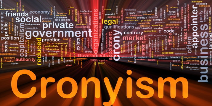 Cronyism background concept glowing