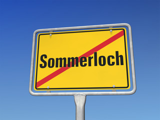 Schild Sommerloch vorbei