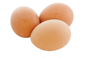 Eggs on white background