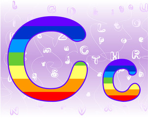 Rainbow Alphabet on a lavender background tender